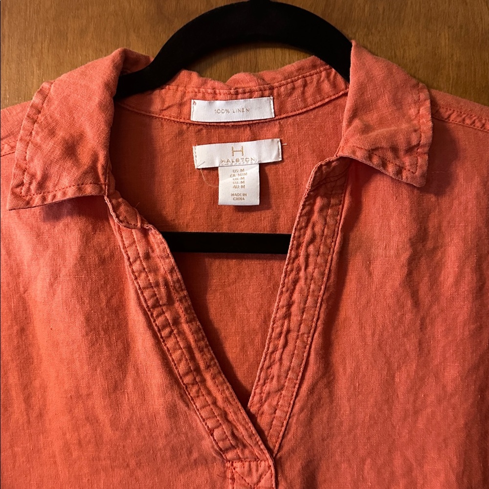 H by Halston Coral Linen Shirt